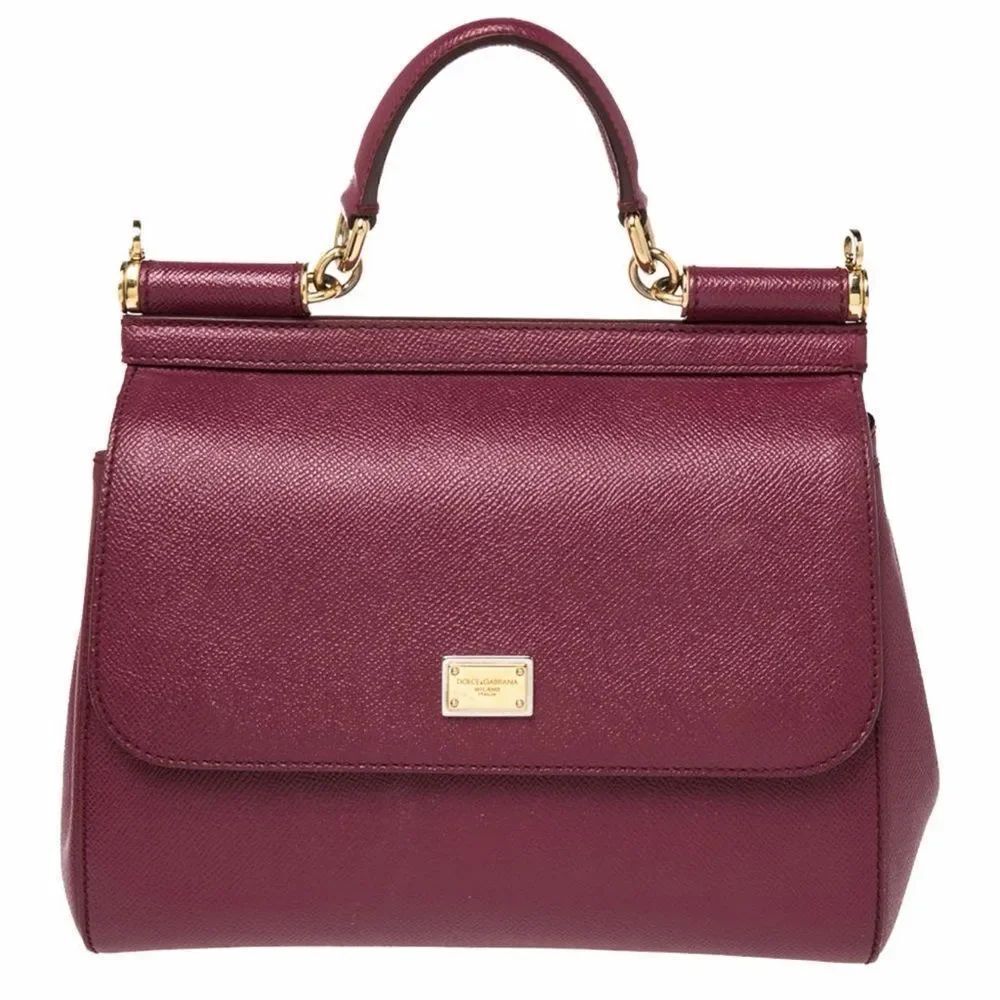 Authentic Dolce & Gabbana Sicily Burgundy Leather Tote